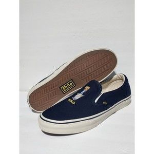 New Polo Ralph Lauren Keaton Preppy Bear Slip On Shoes Navy Blue Men’s Size 12